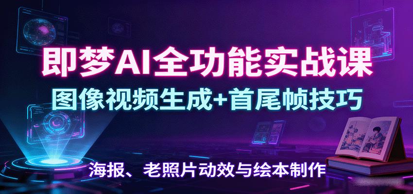 即梦AI全功能实战课：图像视频生成+首尾帧技巧，海报、老照片动效与绘本制作-超级会员网