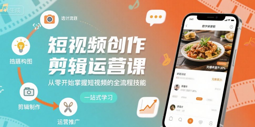 短视频创作剪辑运营课，从零开始掌握短视频的全流程技能-超级会员网