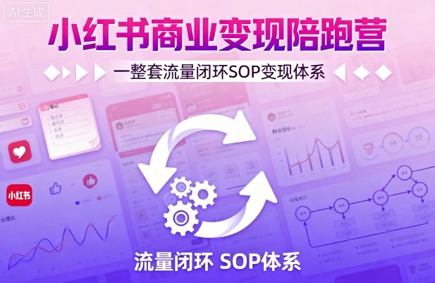 小红书商业变现陪跑营，轻IP矩阵 私域获客 聚光投流，一整套流量闭环SOP变现体系-超级会员网