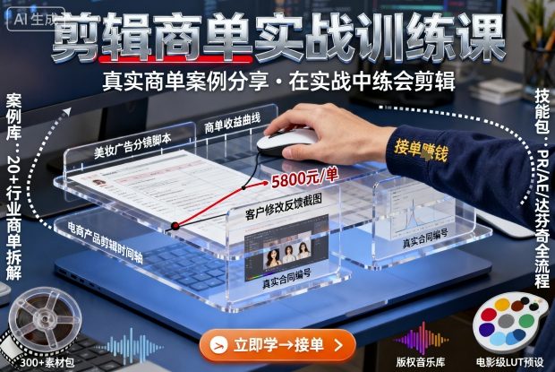 剪辑商单实战训练课，真实商单案例分享，在实战中练会剪辑-超级会员网