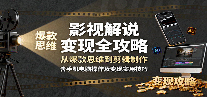 影视解说变现全攻略：从爆款思维到剪辑制作，含手机电脑操作及变现实用技巧-超级会员网