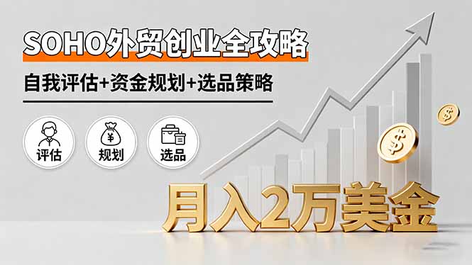 SOHO外贸创业全攻略，自我评估+资金规划+选品策略，月入2万美金-超级会员网
