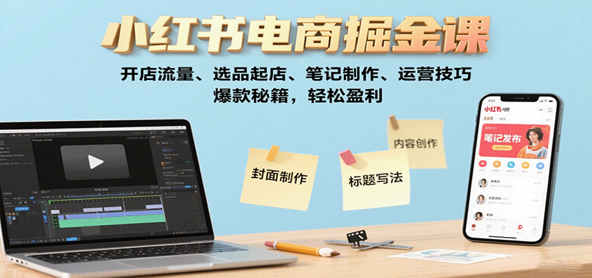 小红书电商掘金课：开店流量、选品起店、笔记制作、运营技巧，爆款秘籍，轻松盈利-超级会员网