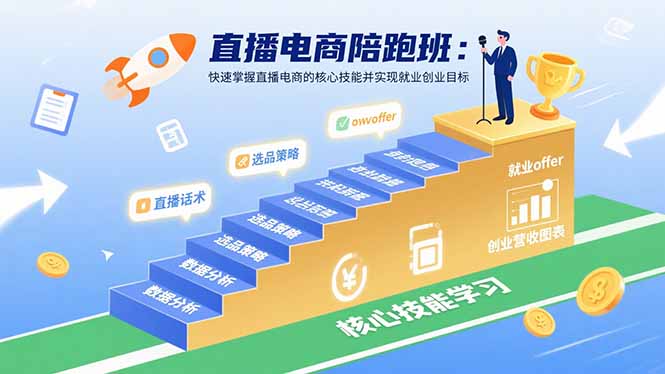 直播电商陪跑班：快速掌握直播电商的核心技能并实现就业/创业目标-超级会员网