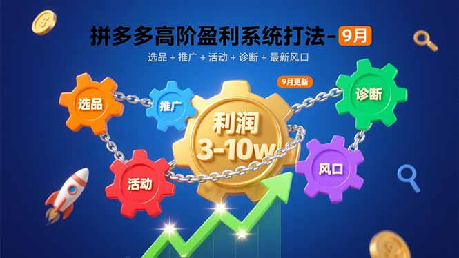 拼多多高阶盈利系统打法-9月：选品+推广+活动+诊断+最新风口，月利润3-10w-超级会员网