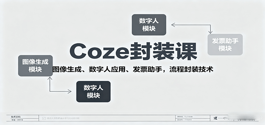 Coze封装课，图像生成、数字人应用、发票助手，流程封装技术-超级会员网