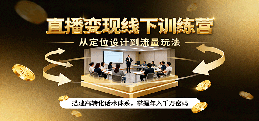 直播变现线下训练营，从定位设计到流量玩法，搭建高转化话术体系，掌握年入千万密码-超级会员网