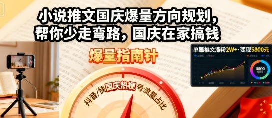 小说推文国庆爆量方向规划，帮你少走弯路，国庆在家搞钱-超级会员网