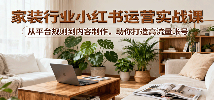 小红书家装行业运营实战课：从平台规则到内容制作，助你打造高流量账号-超级会员网
