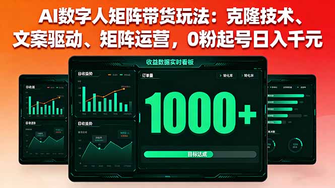 AI数字人矩阵带货玩法：克隆技术、文案驱动、矩阵运营，0粉起号日入千元-超级会员网