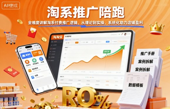 淘系推广陪跑，全维度讲解淘系付费推广逻辑，从理论到实操，系统化助力店铺盈利-超级会员网