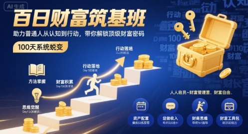 百日财富筑基班，助力普通人从认知到行动，带你解锁顶级财富密码-超级会员网