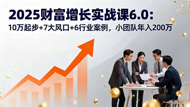 2025财富增长实战课6.0：10万起步+7大风口+6行业案例，小团队年入200万-超级会员网