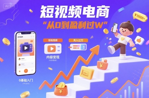 短视频电商：短视频变现从0到盈利过W-超级会员网