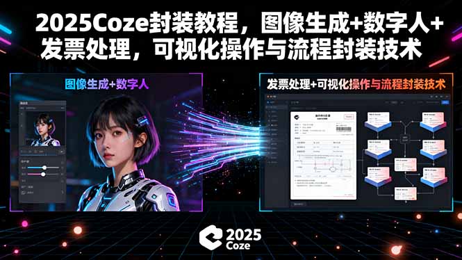 2025Coze封装教程，图像生成+数字人+发票处理，可视化操作与流程封装技术-超级会员网