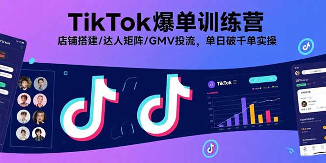 TikTok爆单训练营，店铺搭建/达人矩阵/GMV投流，单日破千单实操-超级会员网