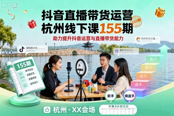 抖音直播带货运营杭州线下课155期，助力提升抖音运营与直播带货能力-超级会员网