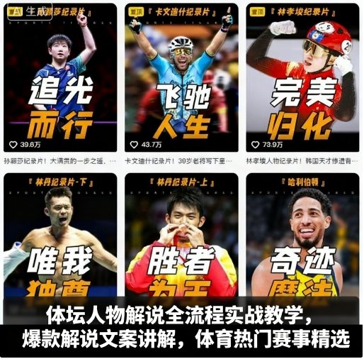 体坛人物解说全流程实战教学，爆款解说文案讲解，体育热门赛事精选-超级会员网