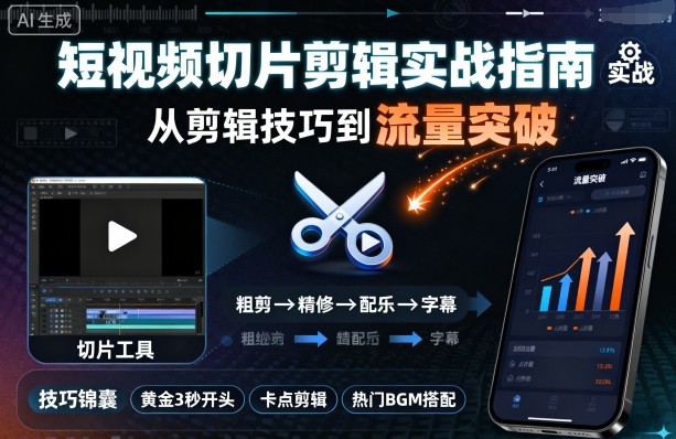 短视频切片剪辑实战指南，从剪辑技巧到流量突破-超级会员网