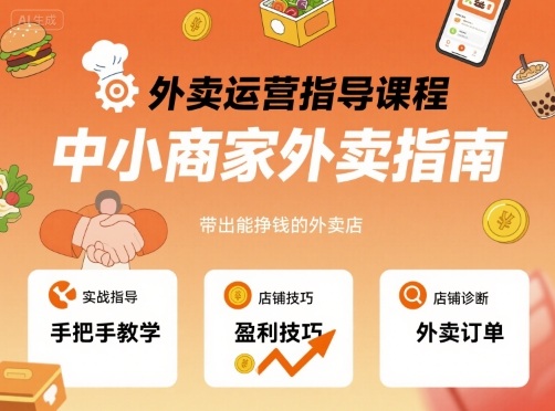 外卖运营指导课程，中小商家外卖指南，手把手带出能挣钱的外卖店-超级会员网