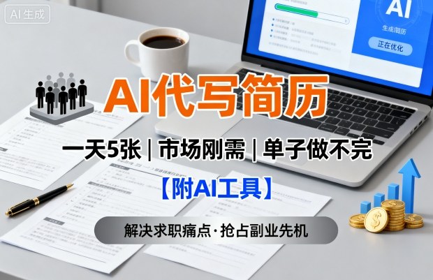 AI代写简历，一天5张，今年找工作难，市场刚需，单子做不完【附AI工具】-超级会员网
