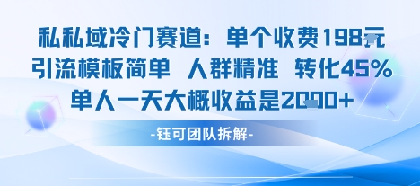 私域冷门赛道单个收费198米引流模板简单人群精准 45%的转化率单人一天大概收益多张-超级会员网