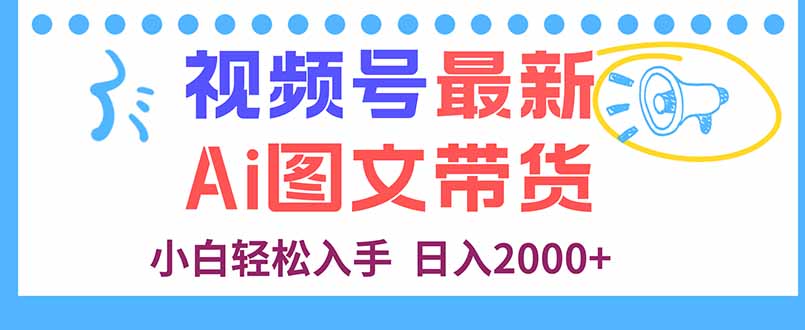 视频号最新AI图文带货，每天几分钟，小白轻松入手，日入2000+-超级会员网