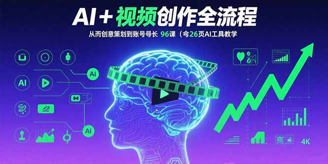 AI+短视频创作全流程：从创意策划到账号增长，96节课(含26项AI工具教学-超级会员网