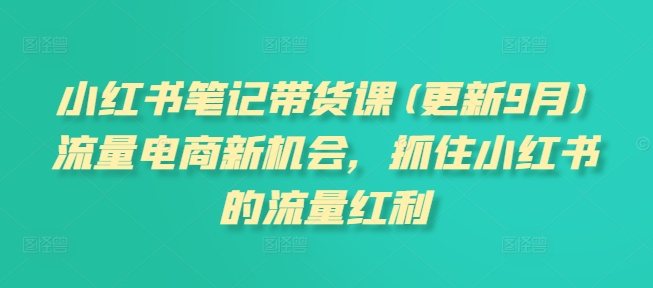 小红书笔记带货课(更新25年9月)流量电商新机会，抓住小红书的流量红利-超级会员网