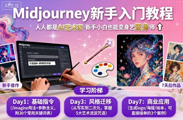 midjourney新手入门教程：人人都是AI艺术家，新手小白也能变身艺术大师-超级会员网