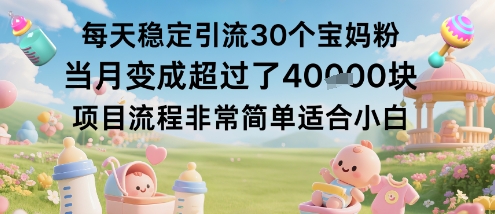 每天稳定引流30个宝妈粉当月变成超过了1W+项目流程非常简单适合小白-超级会员网