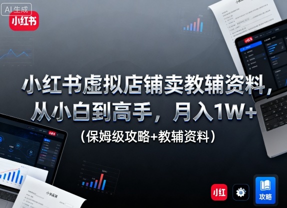 小红书虚拟店铺卖教辅资料，从小白到高手，月入1W+(保姆级攻略+教辅资料)-超级会员网