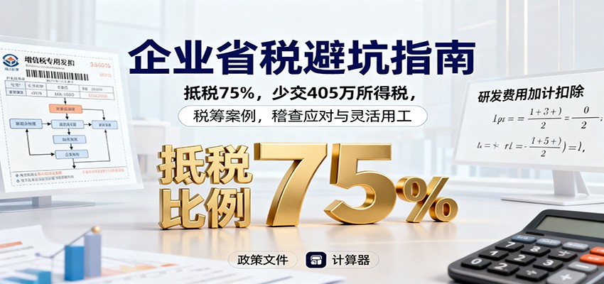 企业省税避坑指南：抵税75%，少交405万所得税，税筹案例，稽查应对与灵活用工-超级会员网