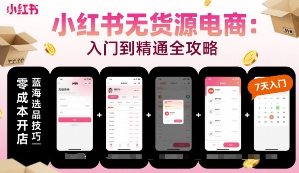 小红书无货源电商，入门到精通，开店+选品+笔记+剪辑+赛道+内容-超级会员网