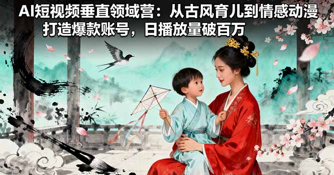 AI短视频垂直领域营：从古风育儿到情感动漫，打造爆款账号,日播放量破百万-超级会员网