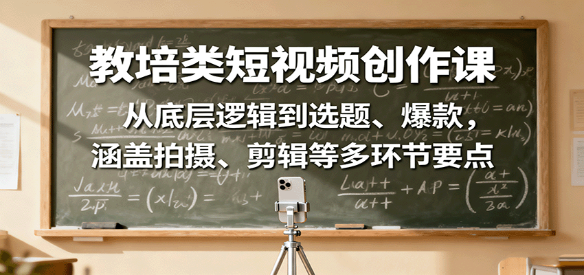教培类短视频创作课：从底层逻辑到选题、爆款，涵盖拍摄、剪辑等多环节要点-超级会员网