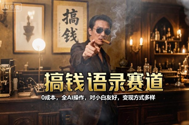 搞钱语录赛道，0成本，全AI操作，对小白友好，变现方式多样-超级会员网