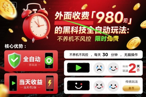 外面收费980的黑科技全自动玩法，不养机不风控，每天30分钟，无脑操作，当天收益2张【揭秘】-超级会员网