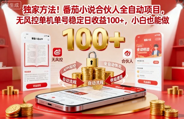独家方法！番茄小说合伙人全自动挂G项目，无风控单机单号稳定日收益100+，小白也能做【揭秘】-超级会员网