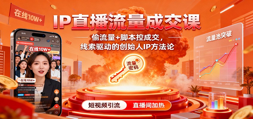 IP直播流量成交课：偷流量+脚本控成交，线索驱动的创始人IP方法论-超级会员网