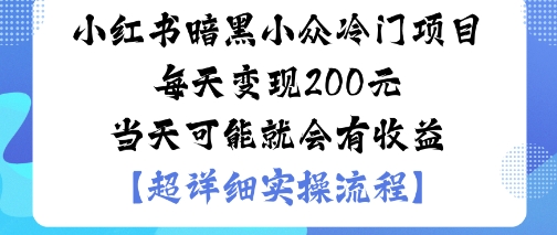 小红书暗黑小众冷门项目每天变现2张当天可能就会有收益-超级会员网