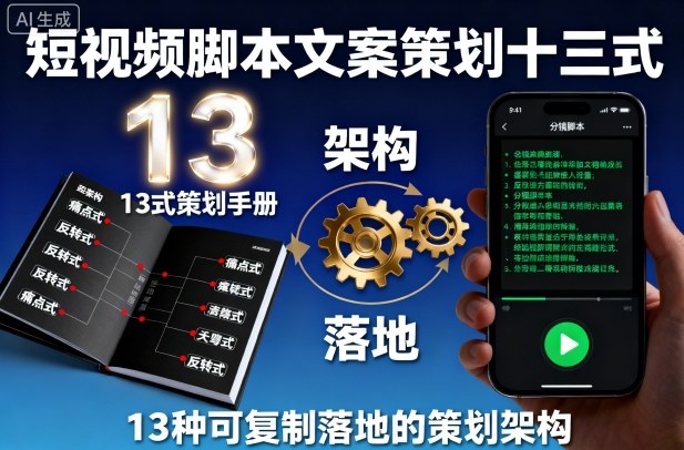 短视频脚本文案策划十三式，13种可复制落地的策划架构-超级会员网