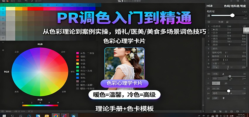 PR调色入门到精通：从色彩理论到案例实操，婚礼/医美/美食多场景调色技巧-超级会员网