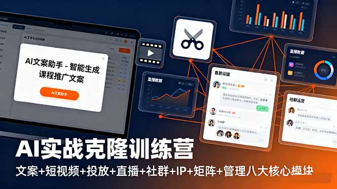 AI实战克隆训练营：文案+短视频+投放+直播+社群+IP+矩阵+管理八大核心模块-超级会员网