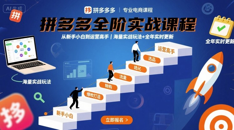 拼多多全阶实战课程，从新手小白到运营高手，海量实战玩法+全年实时更新【2025年10月更新】-超级会员网