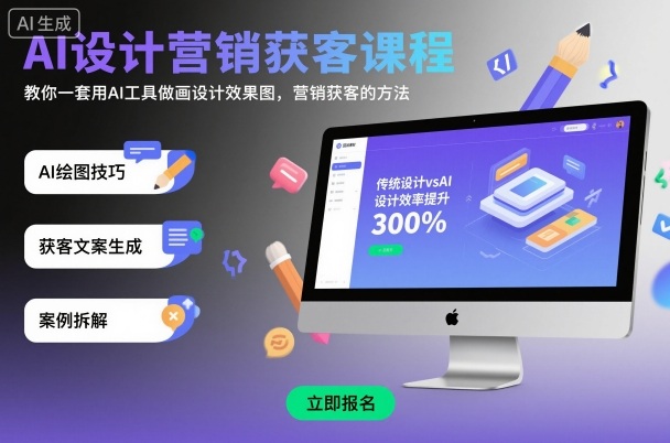 AI设计营销获客课程，教你一套用AI工具做画设计效果图，营销获客的方法-超级会员网