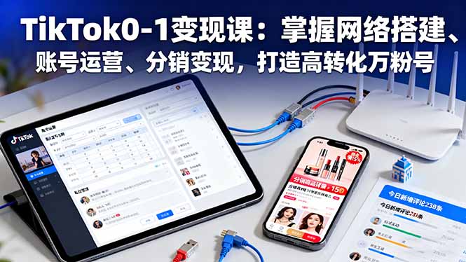 TikTok0-1变现课：掌握网络搭建、账号运营、分销变现，打造高转化万粉号-超级会员网