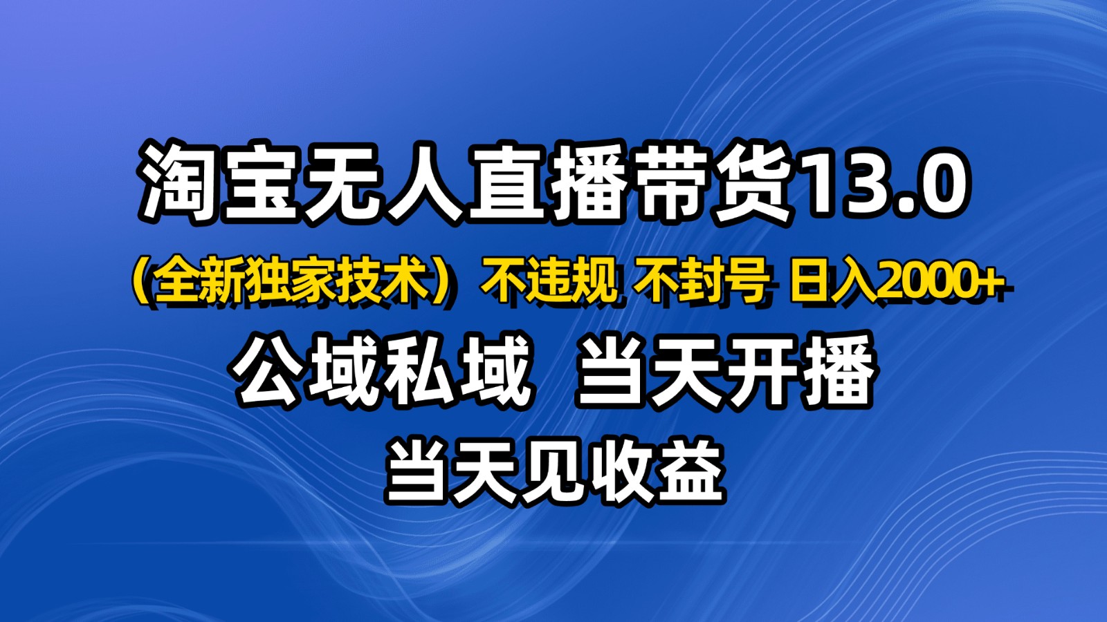 淘宝无人直播13.0，公域私域技术，不封号，不违规 布局下半年旺季赛道，日入2000+-超级会员网