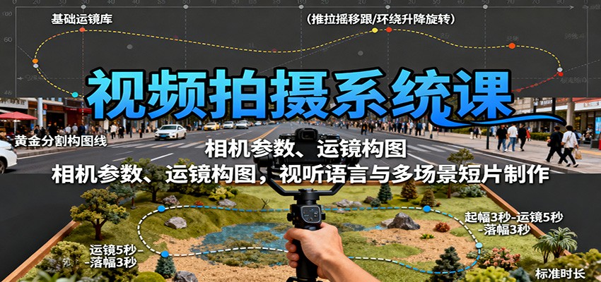 视频拍摄系统课：相机参数、运镜构图，视听语言与多场景短片制作-超级会员网