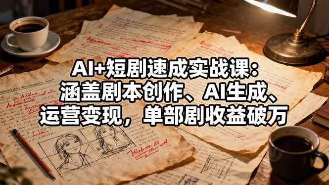 AI+短剧速成实战课：涵盖剧本创作、AI生成、运营变现，单部剧收益破万-超级会员网